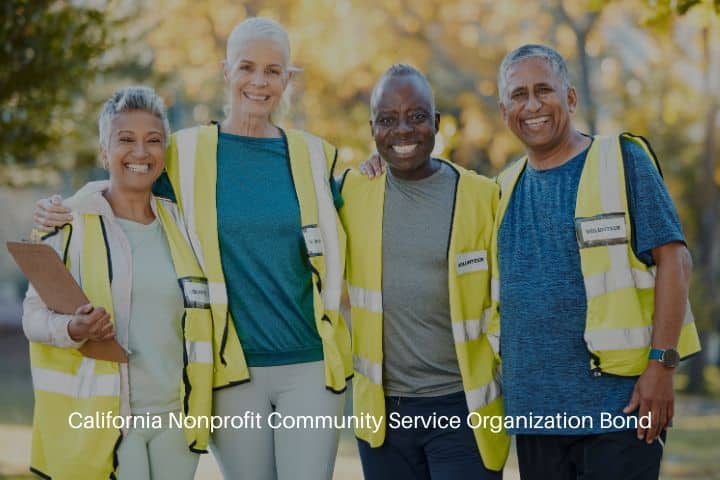 California Nonprofit Community Service Organization Bond - Volunteering portrait and people in the park for cleaning, community service or gardening.
