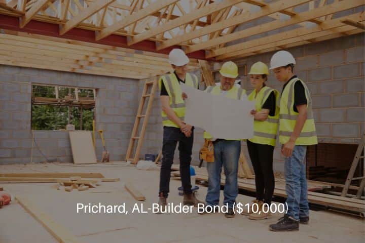 Prichard, AL-Builder Bond ($10,000)-Builder on building site looking at plans with apprentices.