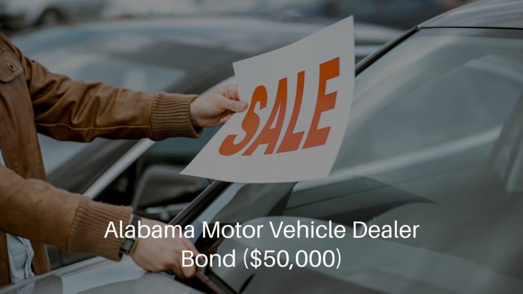 Alabama Motor Vehicle Dealer Bond ($50,000) - A salesperson putting a sale plate on the car windshield on the open ground of a dealership.