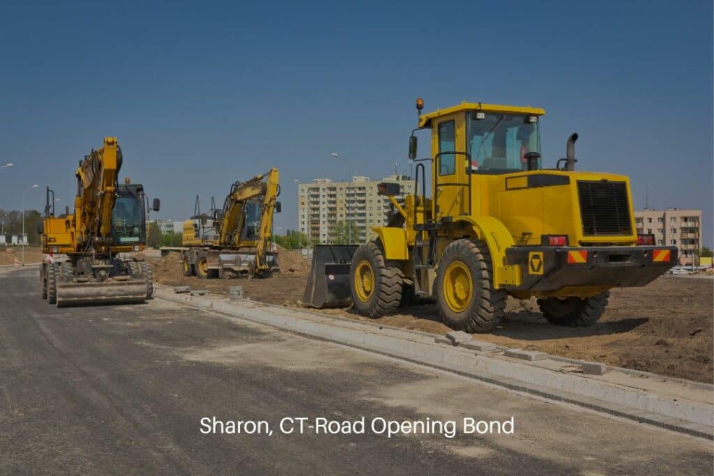 Sharon, CT-Road Opening Bond - Road construction machinery in a new road construction.