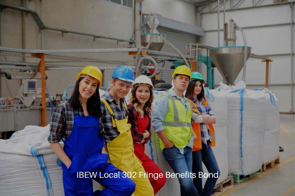 IBEW Local 302 Fringe Benefits Bond - Factory workers posing in front of a camera. At the factory.