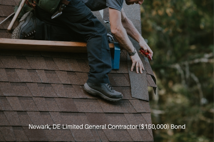 Newark, DE-Limited General Contractor ($150,000) Bond - General contractor installing a new roof.