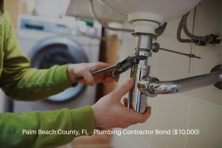Palm Beach County, FL - Plumbing Contractor Bond ($10,000) - Plumbing repair by the contractor on a bathroom.