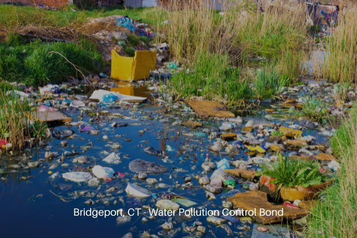 Bridgeport, CT - Water Pollution Control Bond - A river that is polluted with various garbage and trash.
