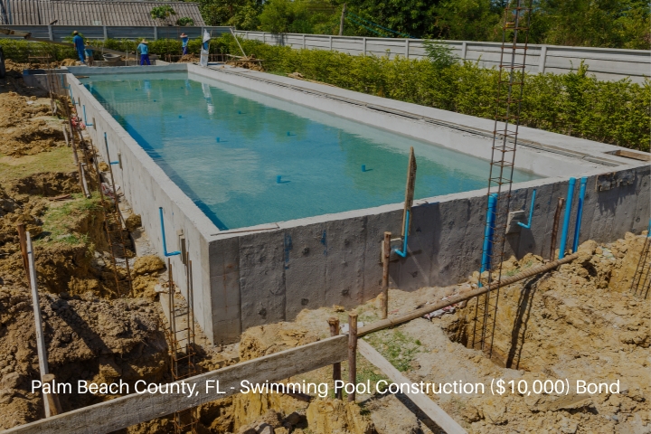 Palm Beach County, FL - Swimming Pool Construction ($10,000) Bond - A swimming pool under construction in the sub urban area.