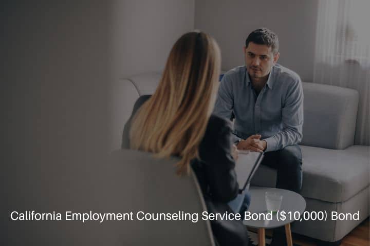 California Employment Counseling Service Bond ($10,000) Bond - Mid-age man having one on one counseling meeting.