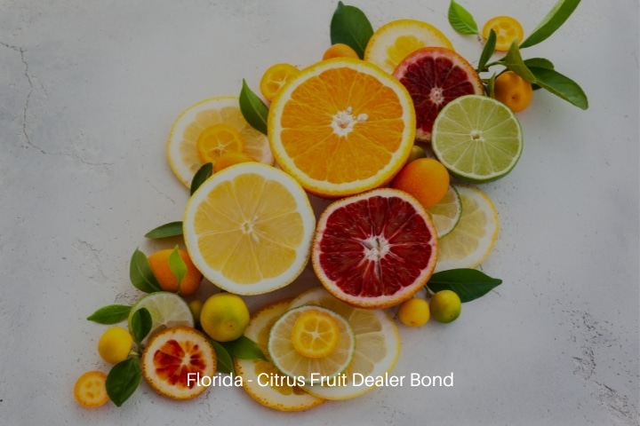 Florida - Citrus Fruit Dealer Bond - Assorted fresh citrus fruits with leaves.
