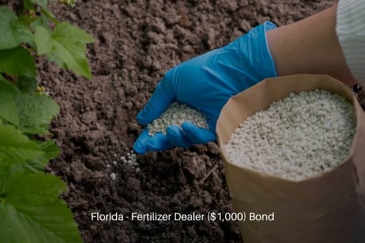 Florida - Fertilizer Dealer ($1,000) Bond - Gardener fertilizing plants with npk fertilizer.