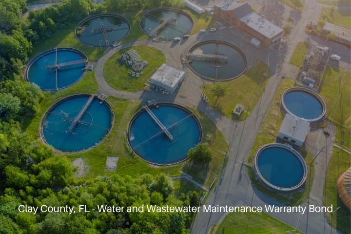 Clay County, FL - Water and Wastewater Maintenance Warranty Bond - Modern urban wastewater treatment plant.