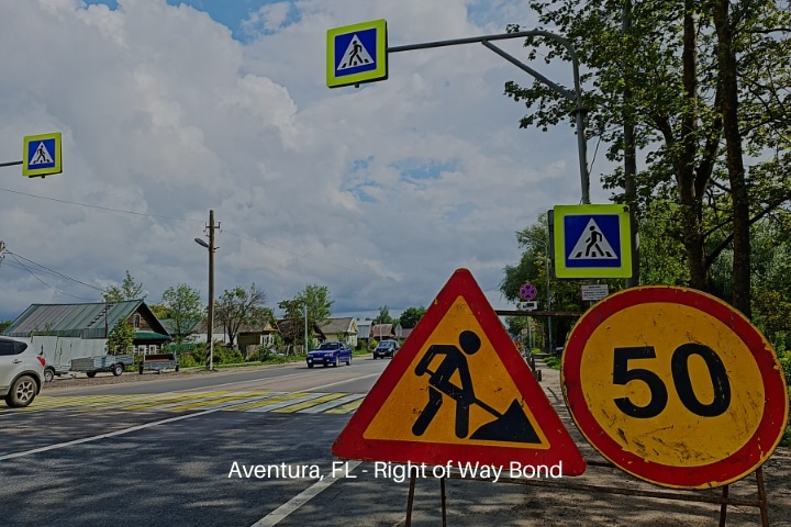 Aventura, FL - Right of Way Bond - The road restraints road repair. Repair work on the road.