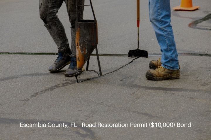 Escambia County, FL - Road Restoration Permit ($10,000) Bond - Restoration work applying liquid sealer to an asphalt road.