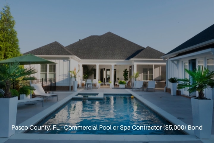 Pasco County, FL - Commercial Pool or Spa Contractor ($5,000) Bond - Swimming pool surrounding by a landscape.