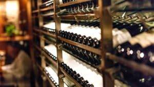 Bottles of wine in a cellar