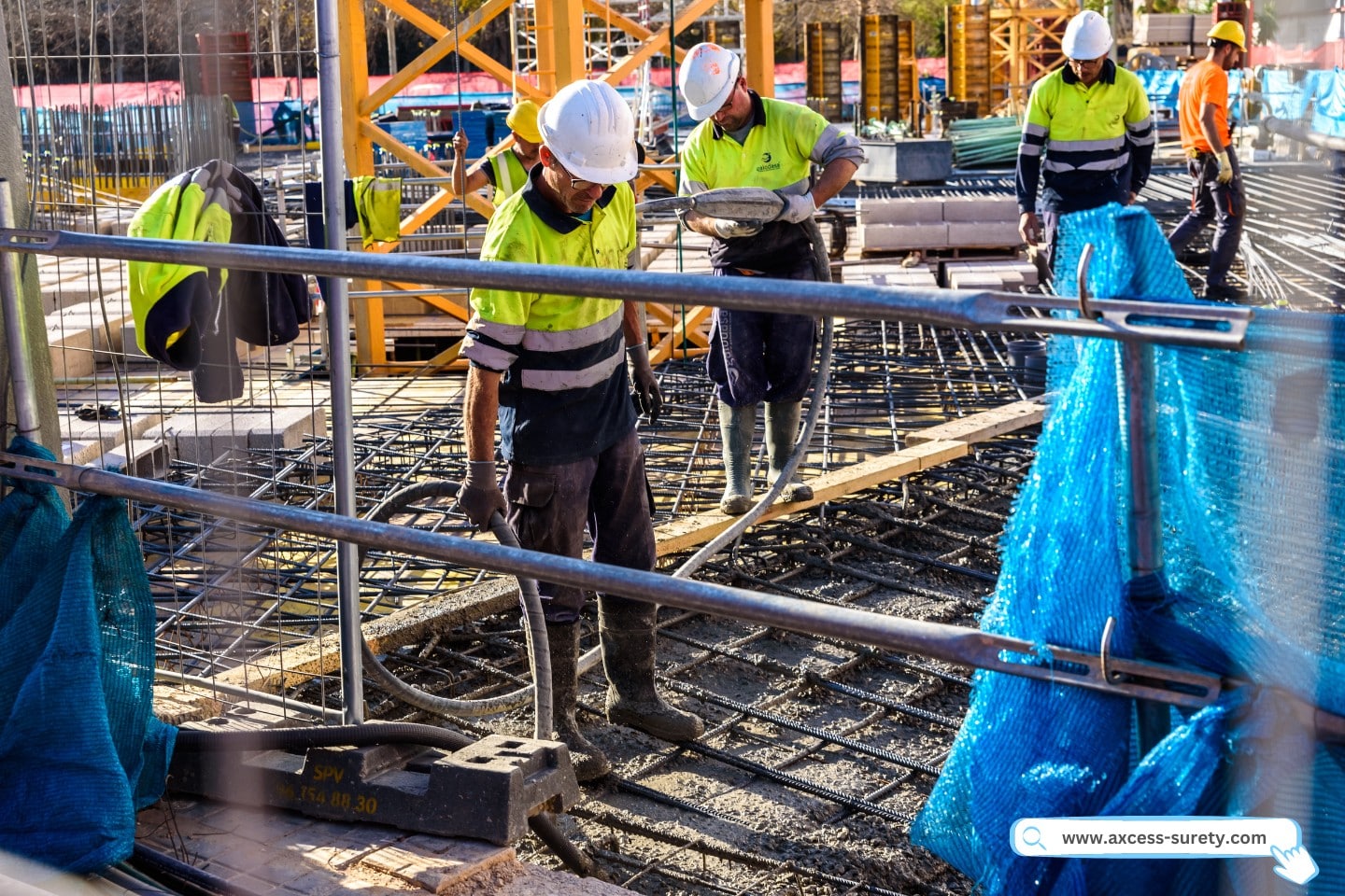 A workers working on a building foundation.