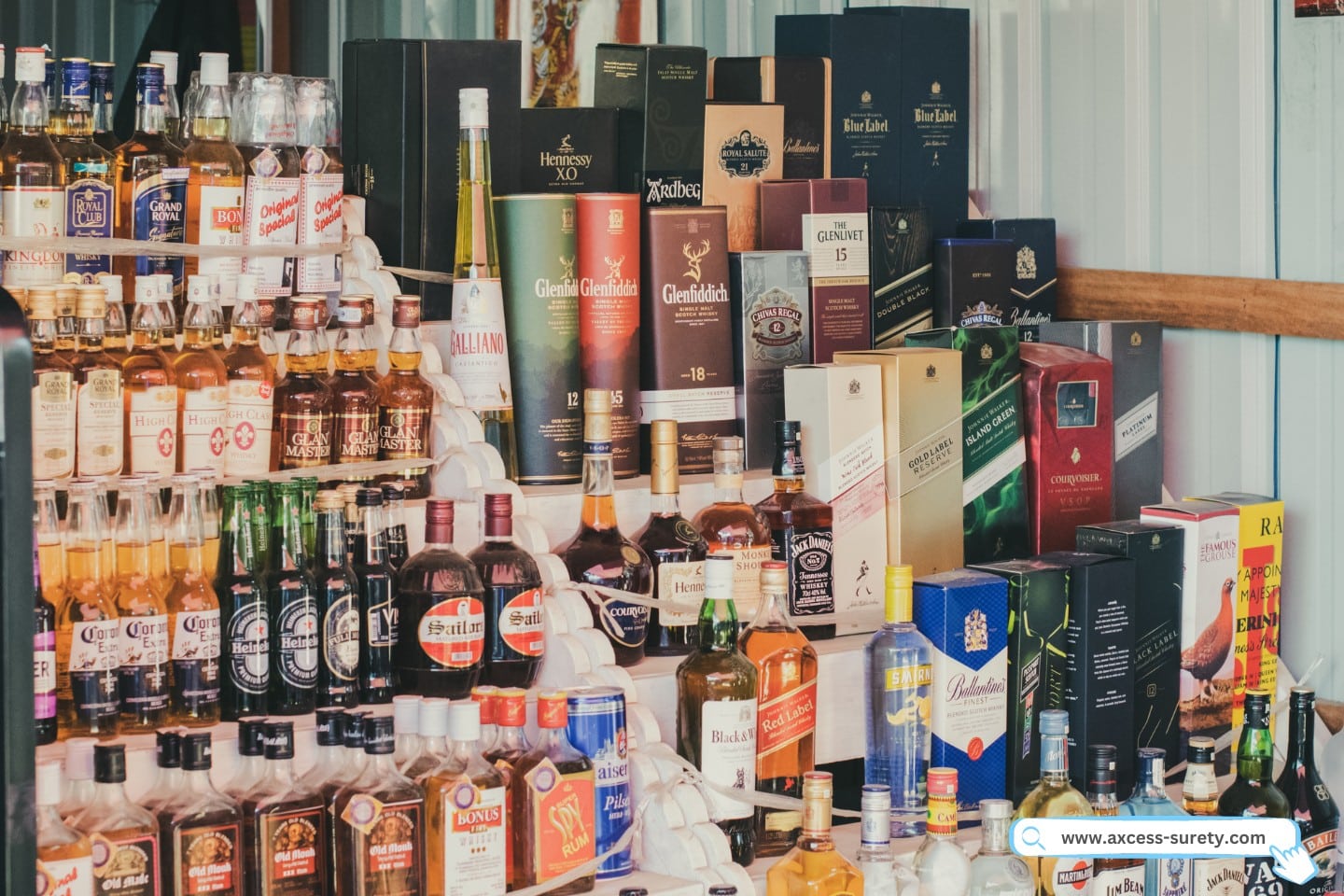 A typical liquor store where an assorted of liquor is sold.
