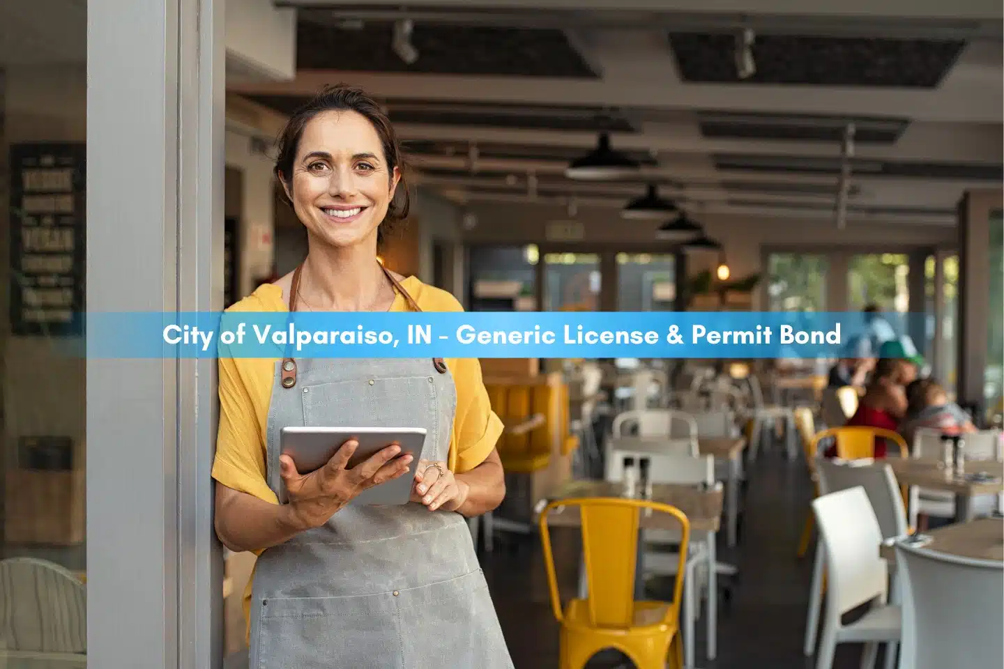 City of Valparaiso, IN - Generic License & Permit Bond - Small business owner standing at doorway of her store.