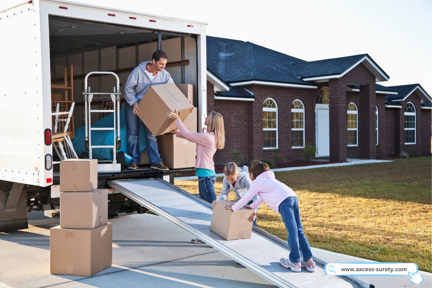 a family filling or emptying a van with cargo.