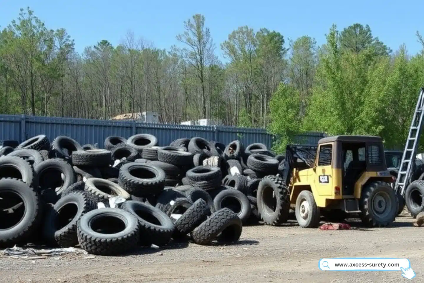 A pile of scrap tire at the tire collection site.