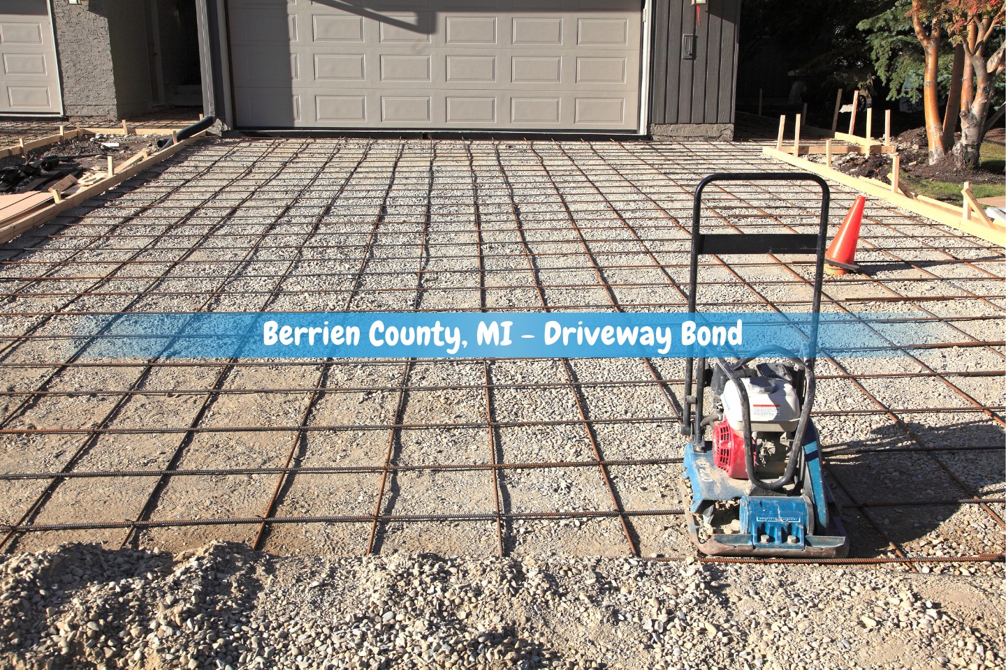 Berrien County, MI - Driveway Bond - On the driveway are rebar and gravel. All set to pour concrete.