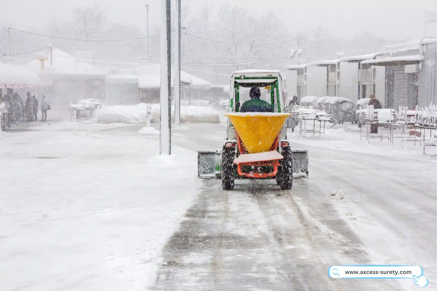 The sidewalk was cleared of snow using a small snowplow, and salt and antifreeze were sprinkled.