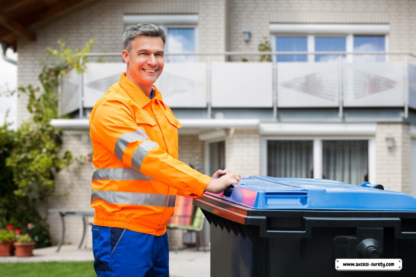 A garbage collecting bins. garbage collector with trash and garbage.