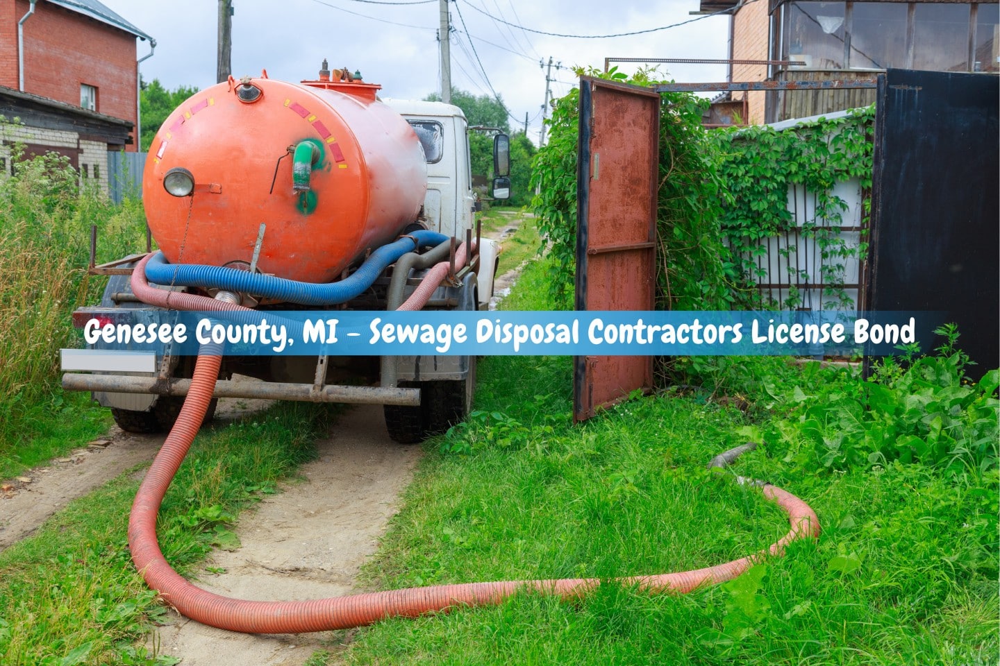 Genesee County, MI - Sewage Disposal Contractors License Bond - A sewage truck operating in a rural setting.