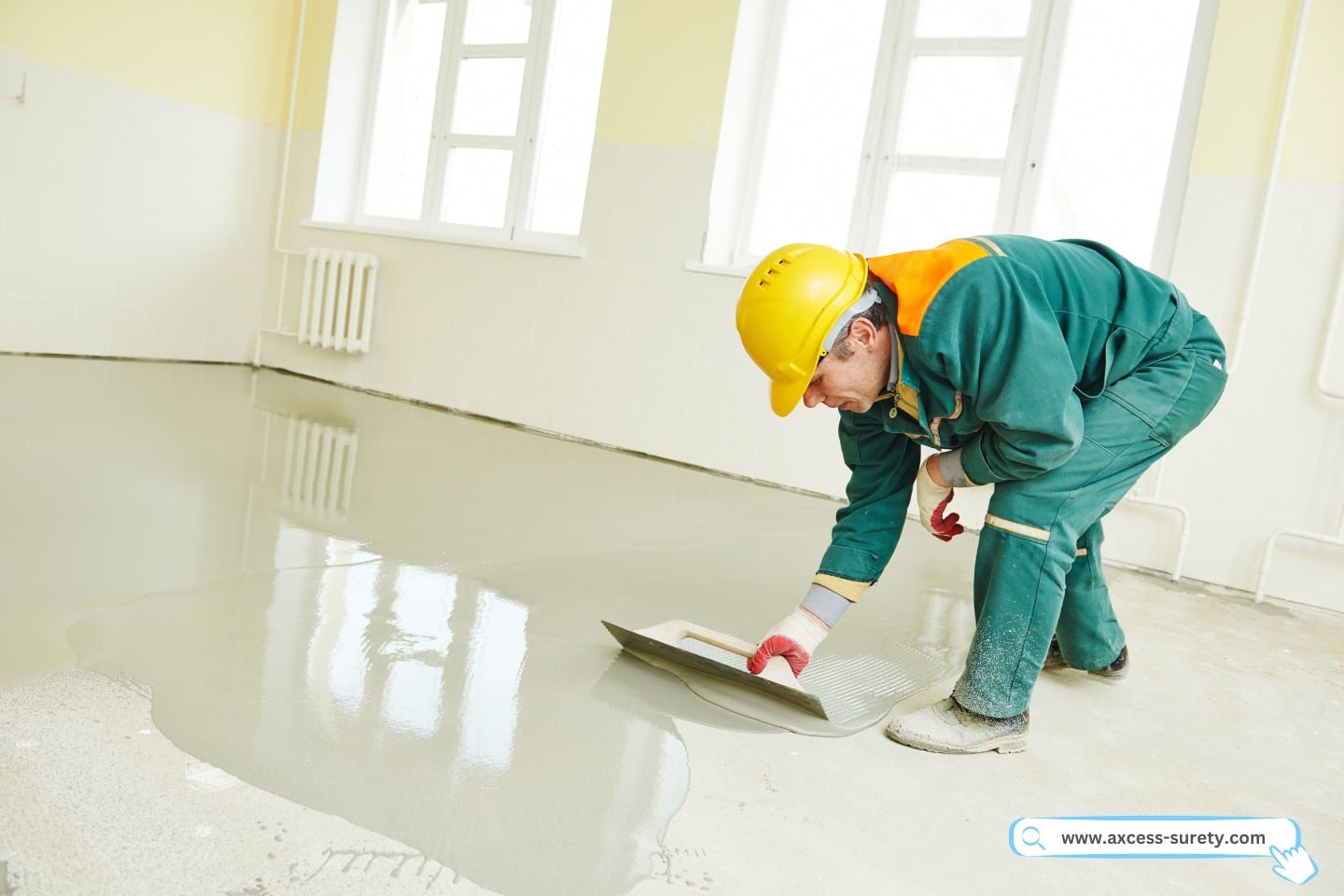 Plasterers use cement mortar while covering floors.
