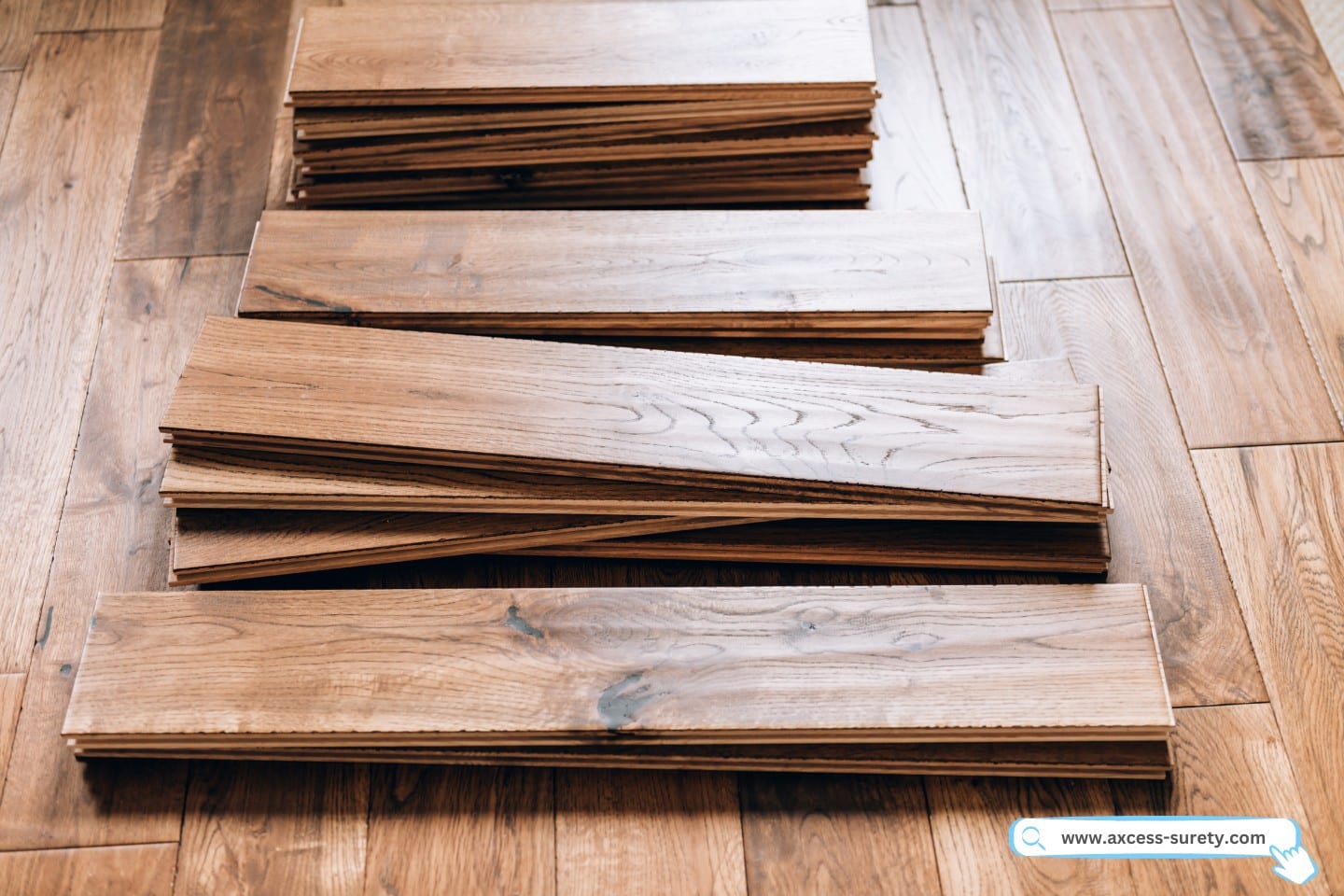 The process of renovating a house, including replacing the carpeting with solid oak wood flooring.