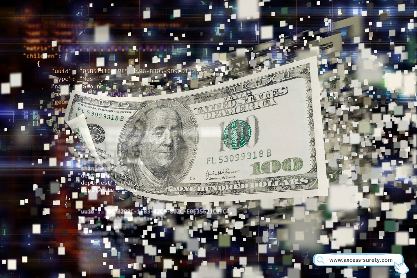 A digital money transfer concept.