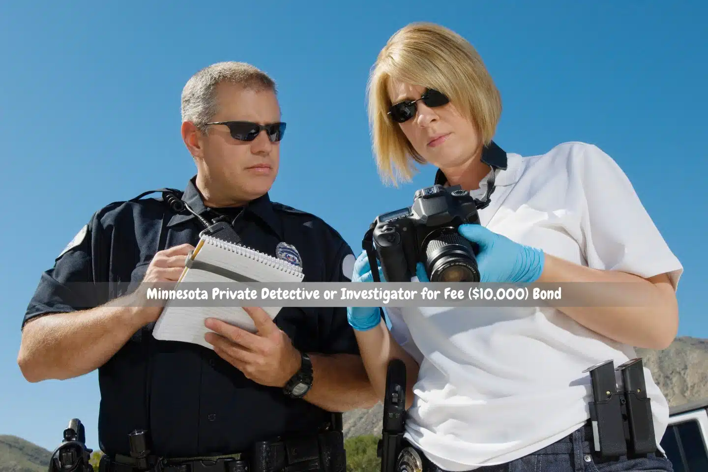 Minnesota Private Detective or Investigator for Fee ($10,000) Bond - Camera-wielding police officer and investigator.