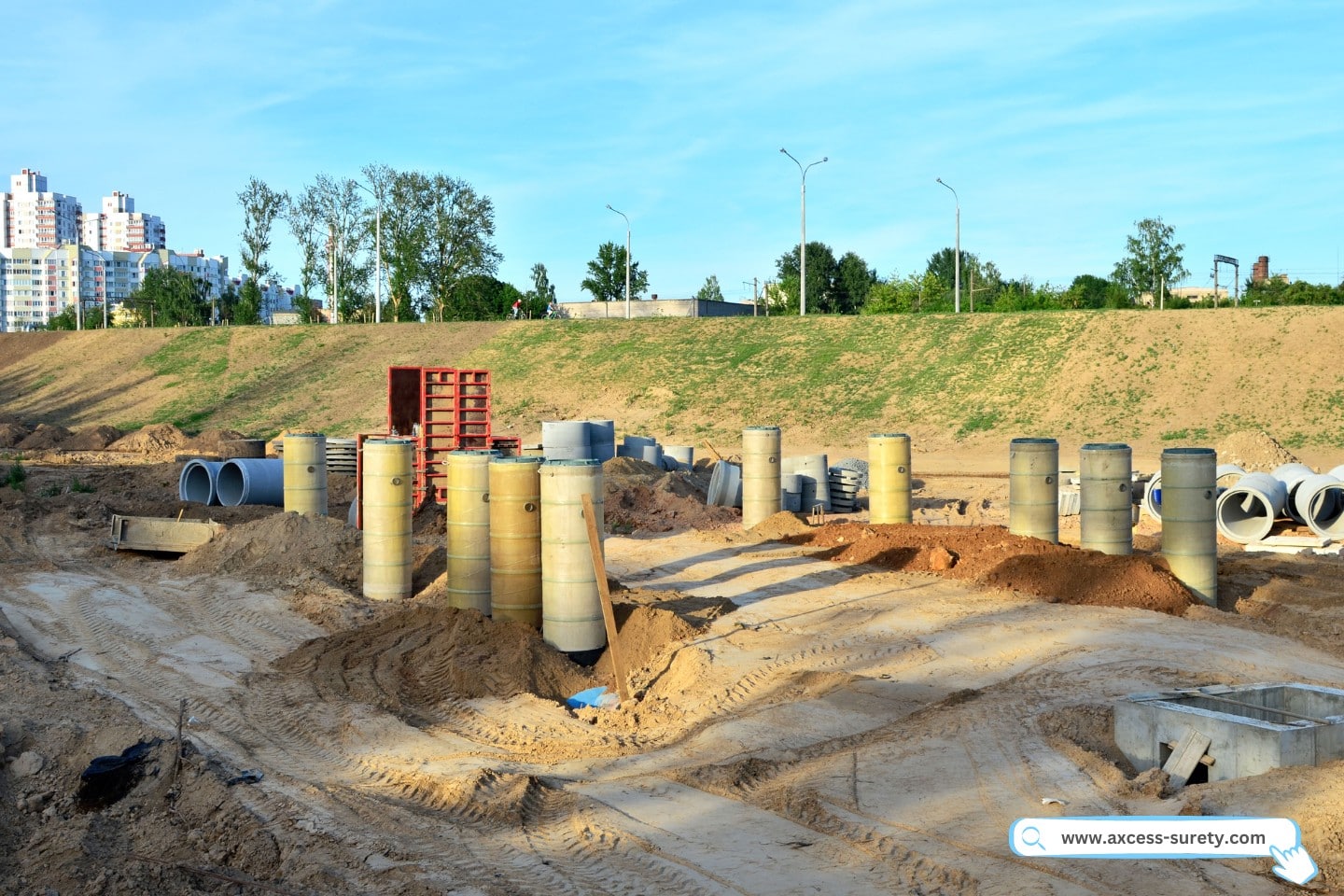 Installation or replacement of subterranean sewer pipes. Installing a water main.