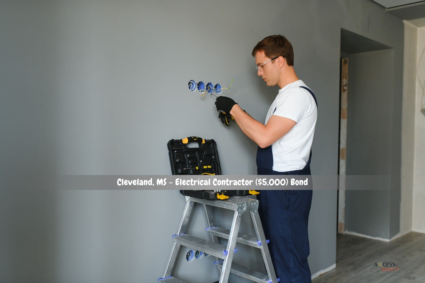 Cleveland, MS - Electrical Contractor ($5,000) Bond - A room's power socket is being repaired by an electrician using a screwdriver.