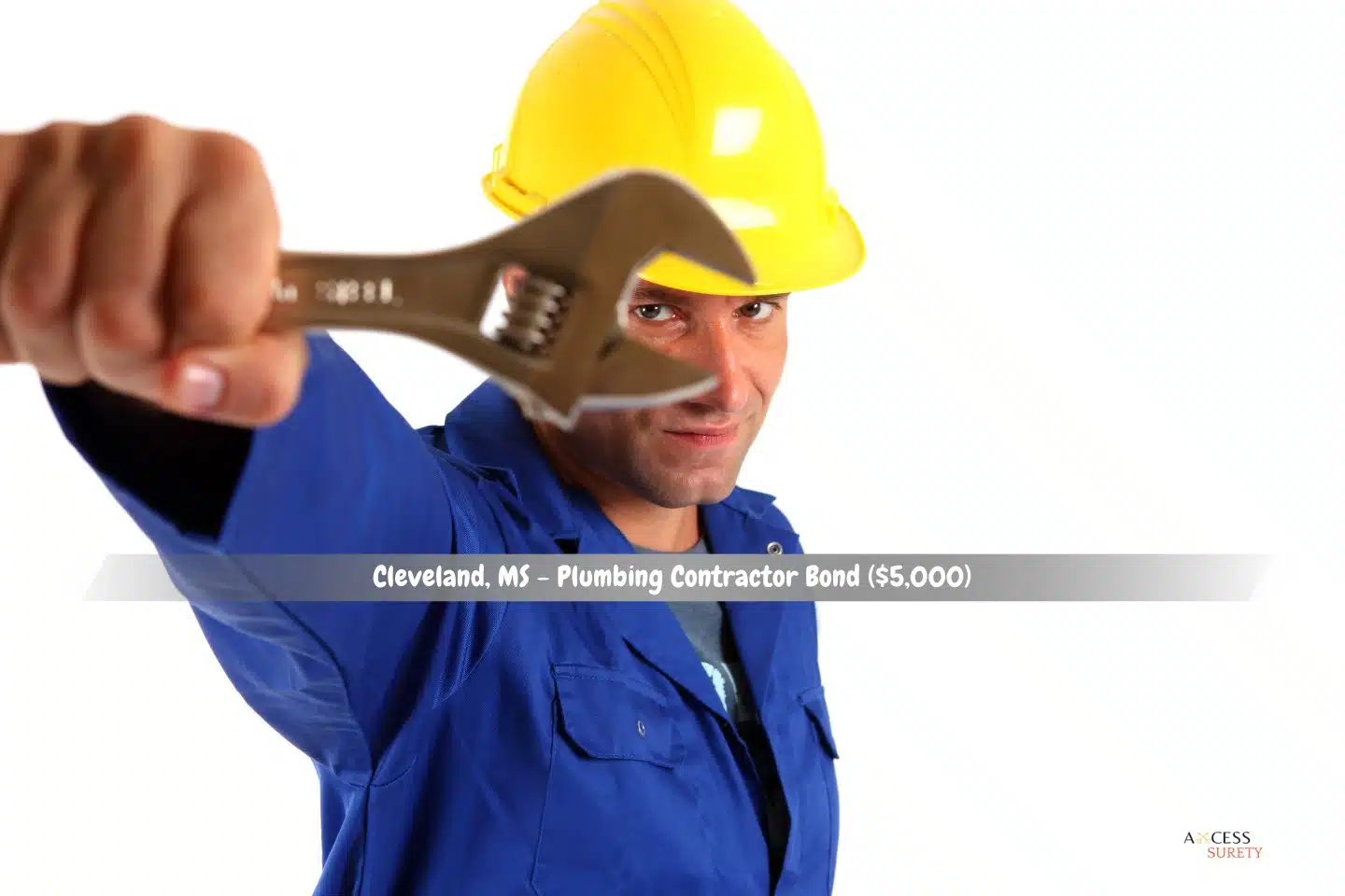 Cleveland, MS - Plumbing Contractor Bond ($5,000) - A male plumber in his yellow hard hat and wrench tool.