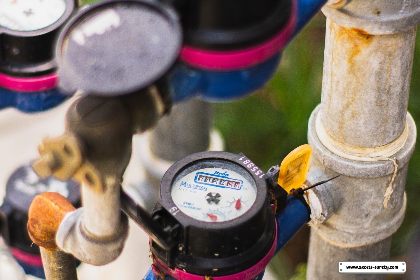 Residential water meters come in white and blue colors.