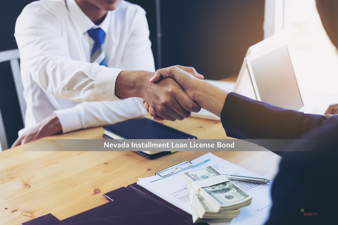 Nevada Installment Loan License Bond - A female investor signing a loan.