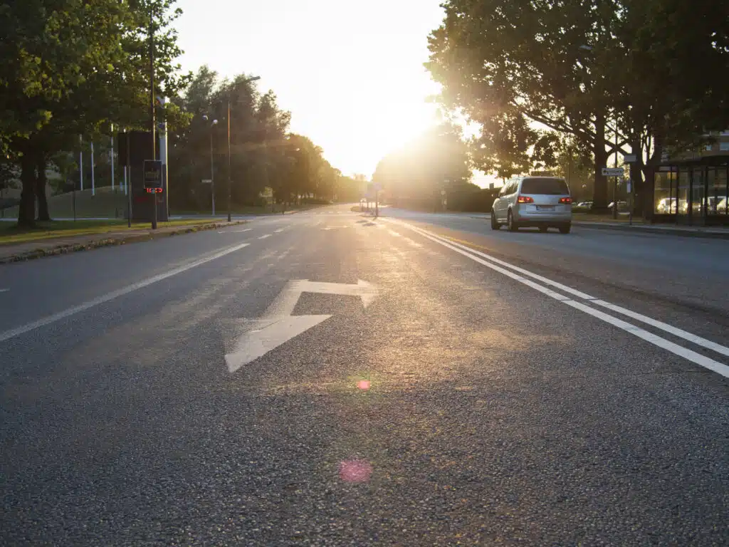 Car on street during sunny day