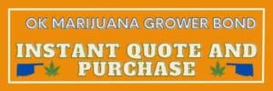 Orange button to instantly purchase an Oklahoma Marijuana Grower Bond. It has two marijuana leaves and two images of the state of Oklahoma.