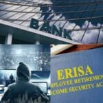 3 pictures representing Fidelity Bonds including a bank, a computer thief, and an ERISA textbook.