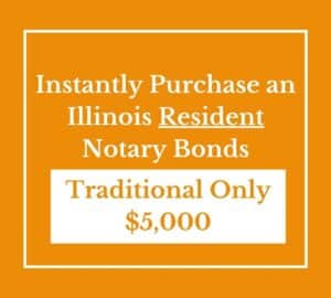 Instant Purchase button in orange for Illinois resident notary traditional bonds.