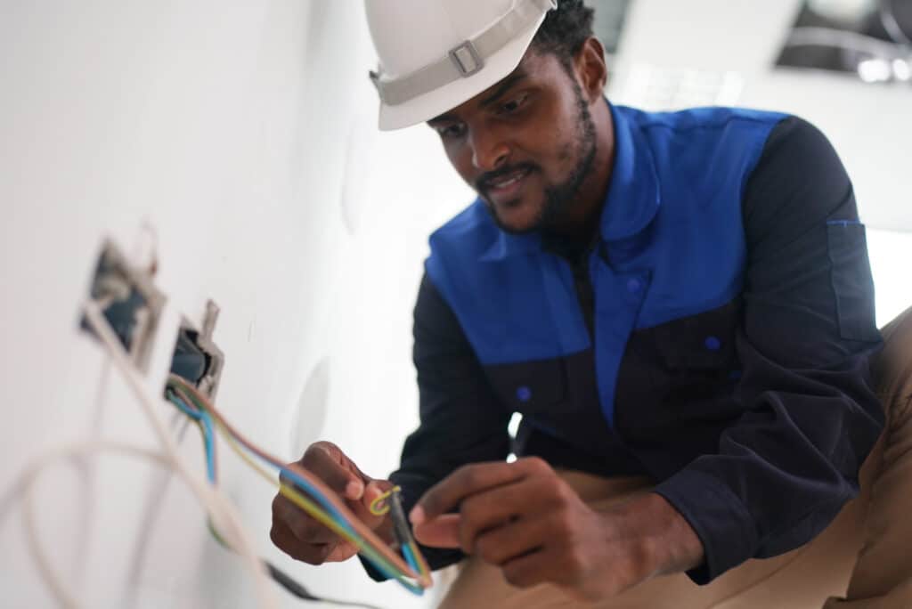 Architect and construction engineer or surveyor discussion plans and blueprints