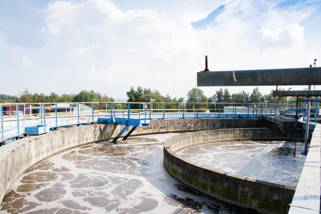 The Solid Contact Clarifier Tank type Sludge Recirculation process in Water Treatment plant. Rewal. Poland