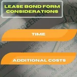 An image of a lease and key in the background. This chart shows two considerations for lease bond forms.