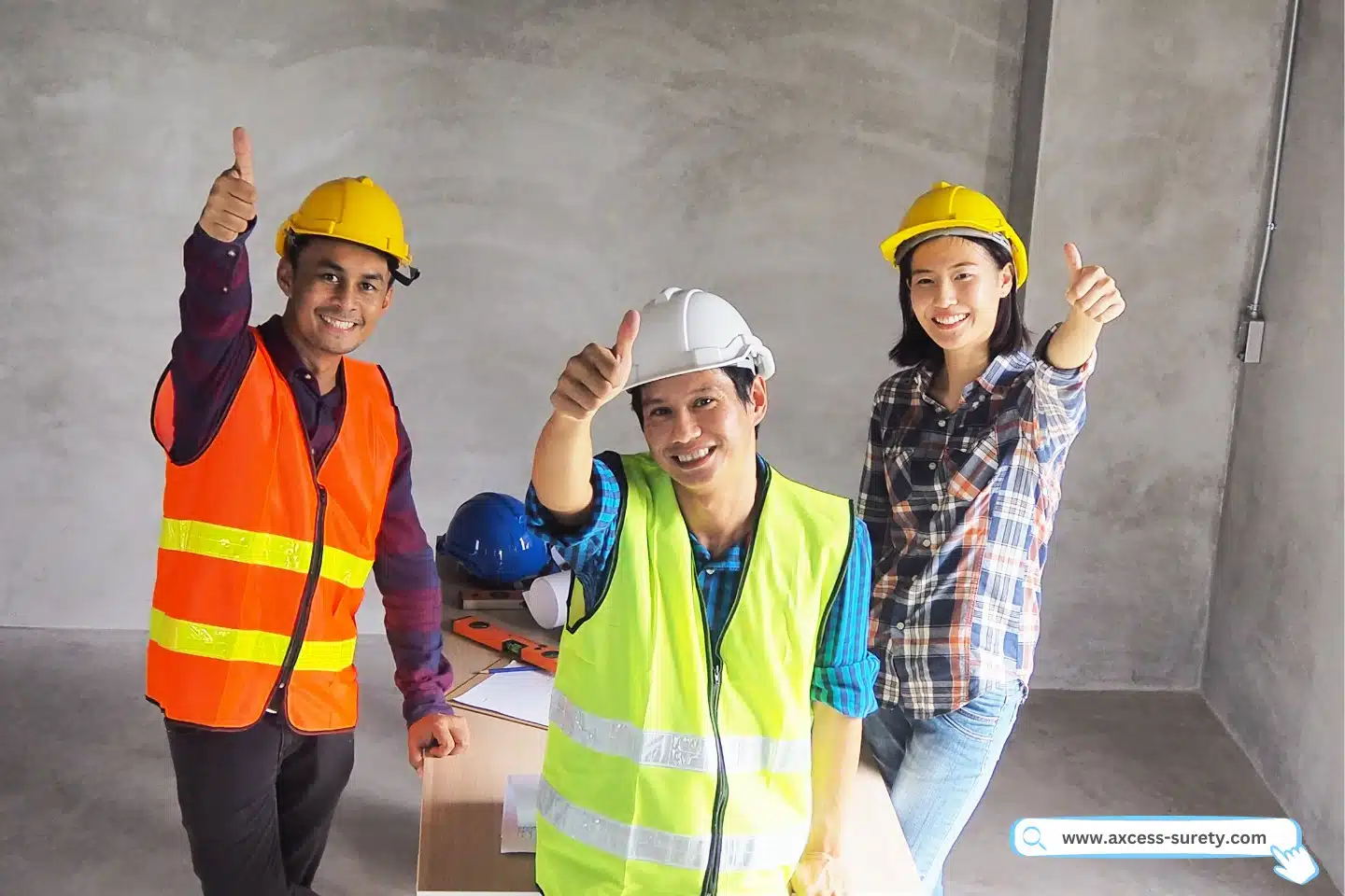 Home improvement team holding their thumbs up.