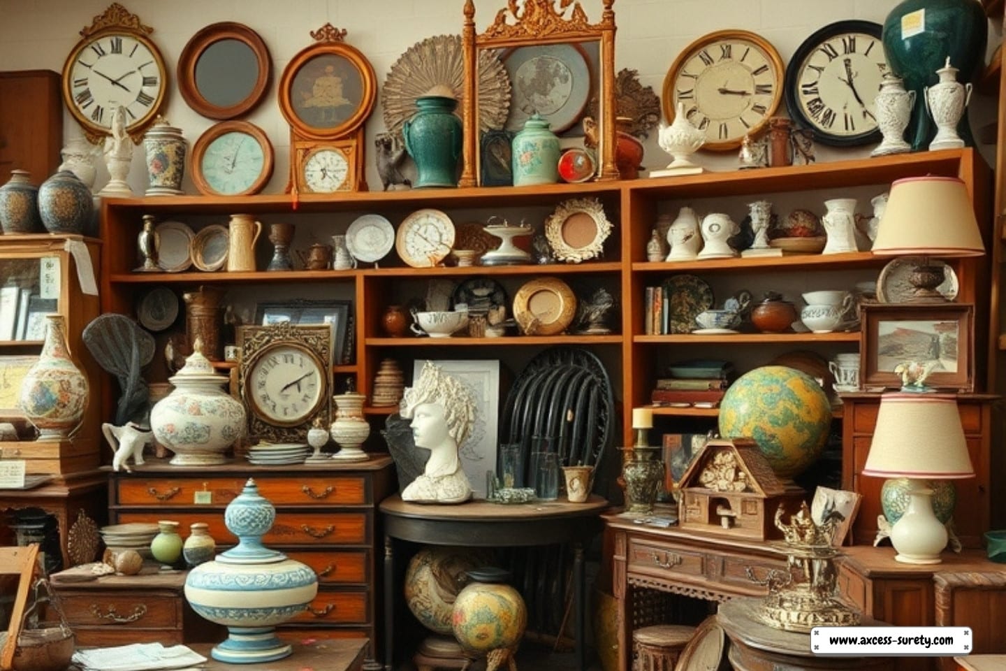 sells things including art, furniture, jewelry, books, rugs, clothes, and other goods that are more than a century old. 