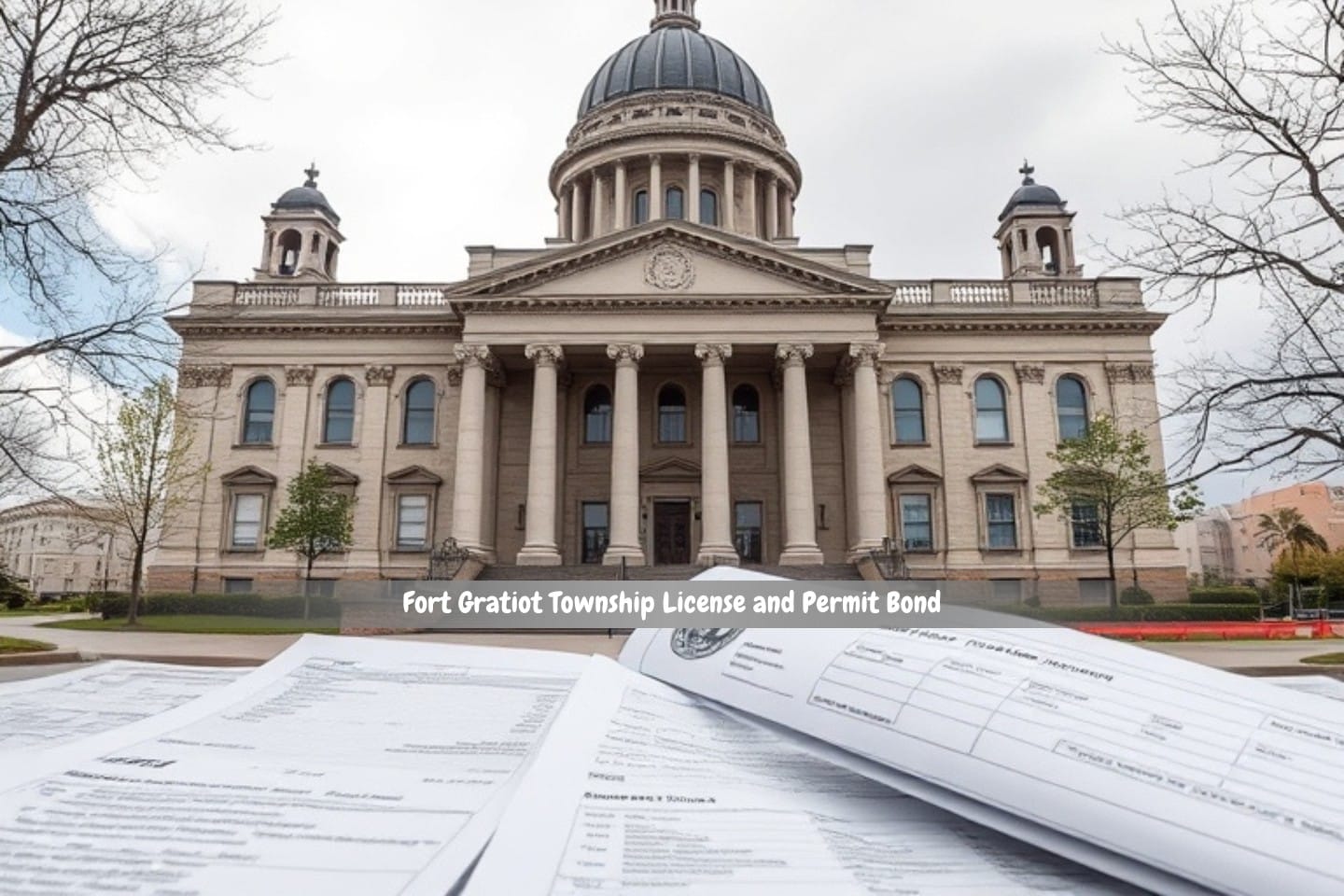 Fort Gratiot Township License and Permit Bond - A license and permit concept. Government building and license and permit documents.