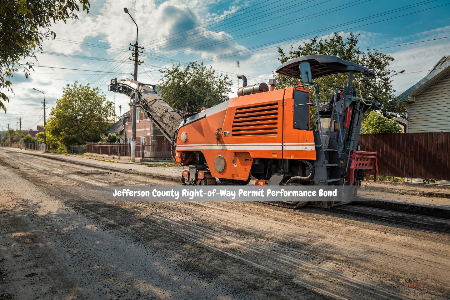 Jefferson County Right-of-Way Permit Performance Bond - A specialized equipment is used to cut old asphalt before it is loaded onto a dump truck.