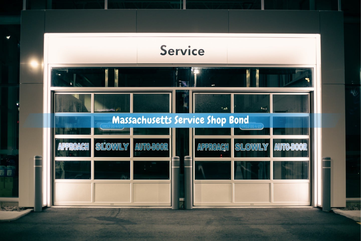 Massachusetts Service Shop Bond - Glass doors at the service center's entrance.