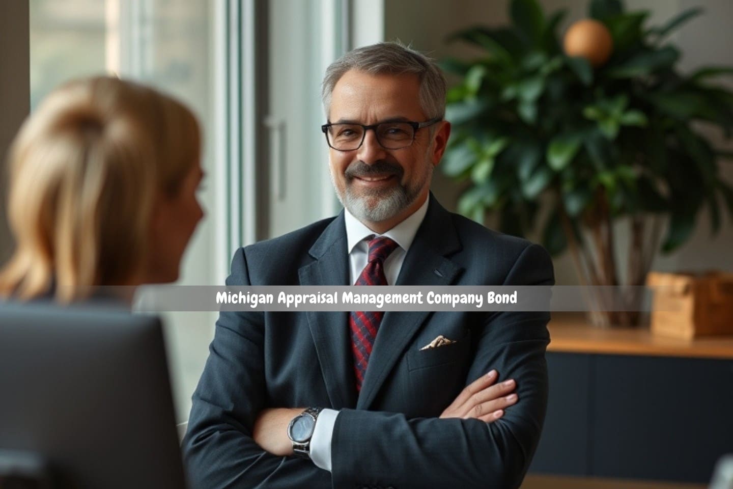 Michigan Appraisal Management Company Bond - At the office, an appraiser is speaking with his client.