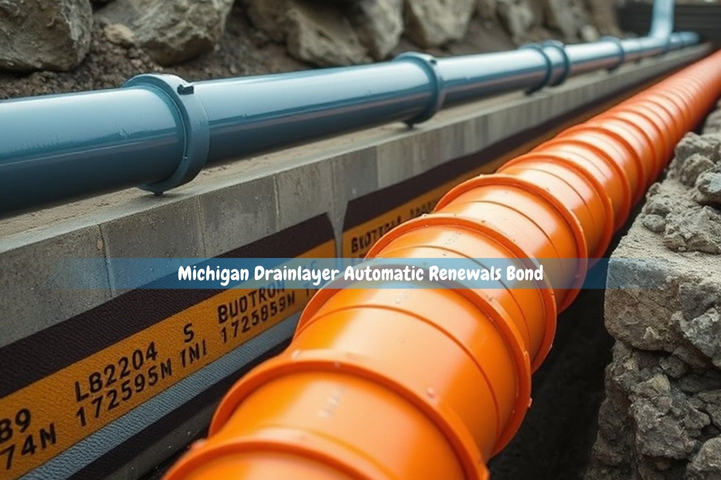 Michigan Drainlayer Automatic Renewals Bond - A blue and orange pipes for drain layering.