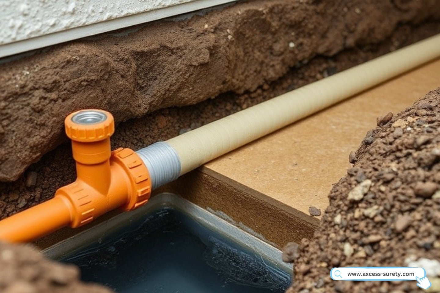 A drain layering in a house backyard.